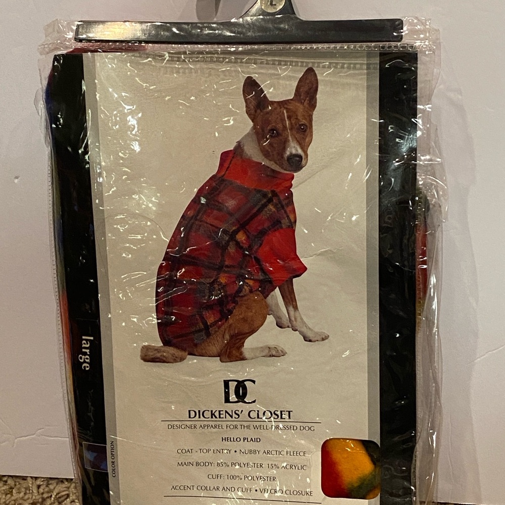 Dickens' Closet Warm Nubby Arctic Fleece Coat Multi-Colored Plaid Size Large NWT